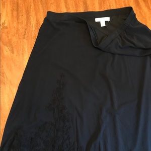 Black Skirt w/Floral Embroidery